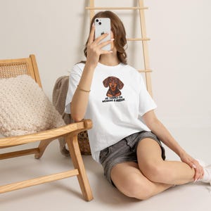 Funny Dachshund Mom T-Shirt, He Thinks I'm Wearing A Mirror, Wiener Dog Lover Gift image 4