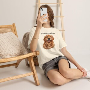 T-Shirt mit Golden-Retriever-Motiv, realistisches Geschenk für Hundeliebhaber, Golden-Retriever-Mama-Papa-Shirt Bild 10