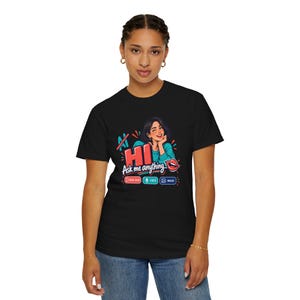 Funny AI Chat Shirt, Human vs Robot Conversation Tee, Garment Dyed Heavyweight Cotton image 5