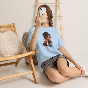 Hi Not AI Shirt, Glam Curly Hair Woman Portrait Tee, Anti-AI Gift for Her image 6