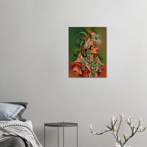 Mayan King Poster, Noble in Jade Headdress, Guatemala Mexico Wall Art Print image 5