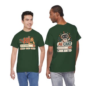 Camiseta de chat "Humano vs IA", camiseta retro con humor tecnológico, regalo para geeks. imagen 12