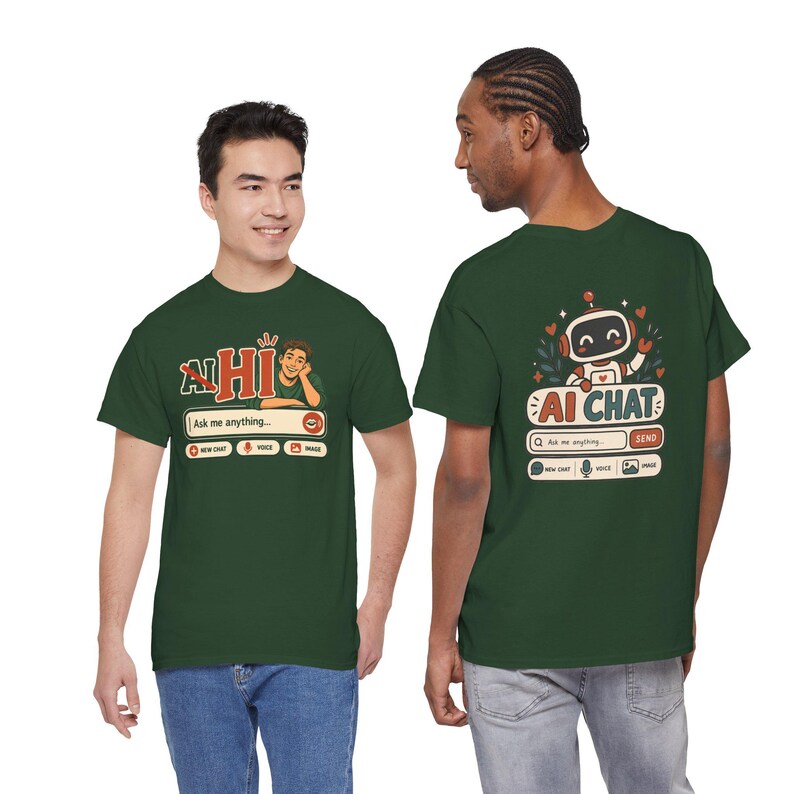 Camiseta de chat "Humano vs IA", camiseta retro con humor tecnológico, regalo para geeks. imagen 12