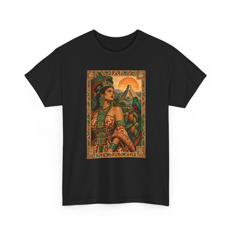 Maya Woman and Quetzal Shirt, Mayan Pyramid Graphic Tee for Women, Guatemala Heritage T-Shirt, Latina Art Top, Gift for Mom or Daughter image 10