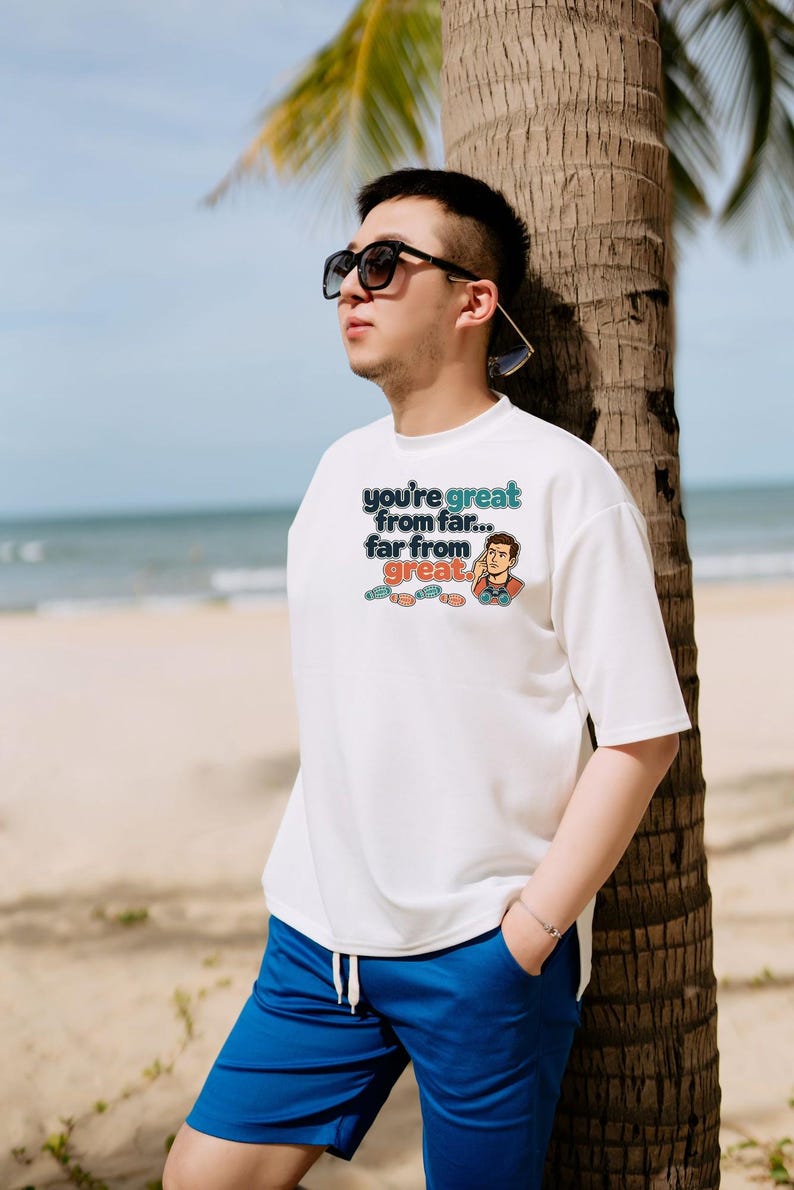 Far From Great Funny T-Shirt, Sarcastic Hiker Binoculars Shirt for Men, You're Great From Far Tee, Gift for Brother or Dad, Hiking Humor image 17