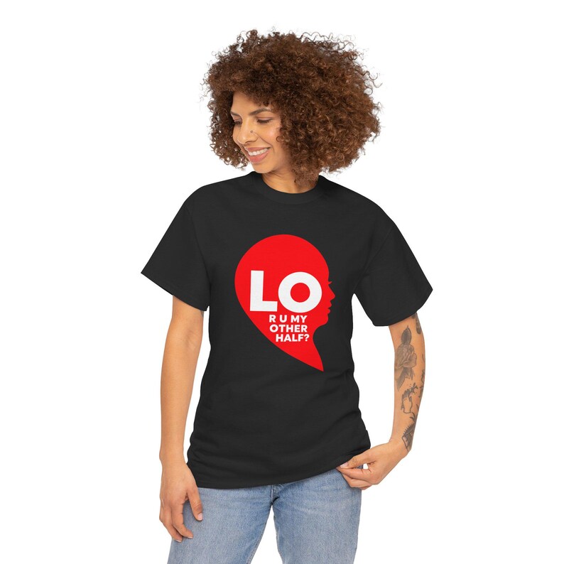 Camiseta LO Half Heart para parejas, Camiseta "¿Eres mi otra mitad?", Regalo de San Valentín a juego imagen 14