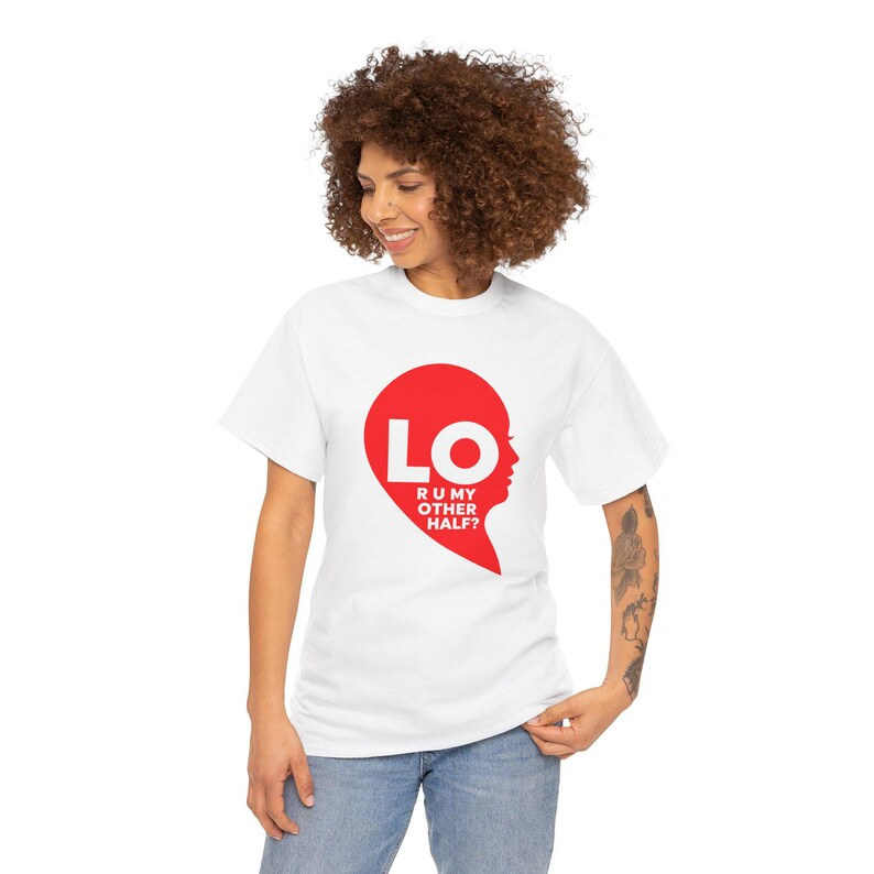 Camiseta LO Half Heart para parejas, Camiseta "¿Eres mi otra mitad?", Regalo de San Valentín a juego imagen 9