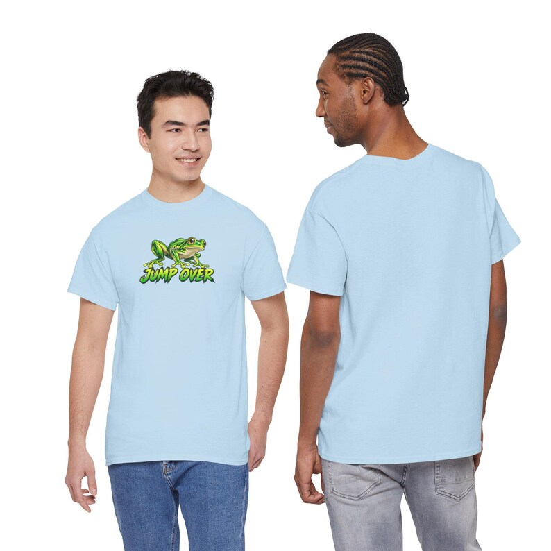 Motivational Frog Lover T-Shirt, Green Amphibian Jump Over Tee (Heavy Cotton) image 6