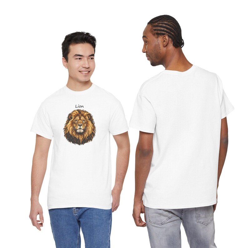Realistic Lion Portrait T-Shirt, Wildlife Lover Gift, Heavy Cotton Tee image 2