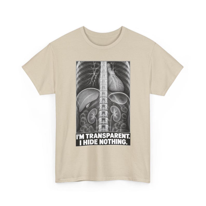 Camiseta de rayos X: Soy transparente, no escondo nada. Divertida camiseta de esqueleto con mensaje honesto. imagen 3