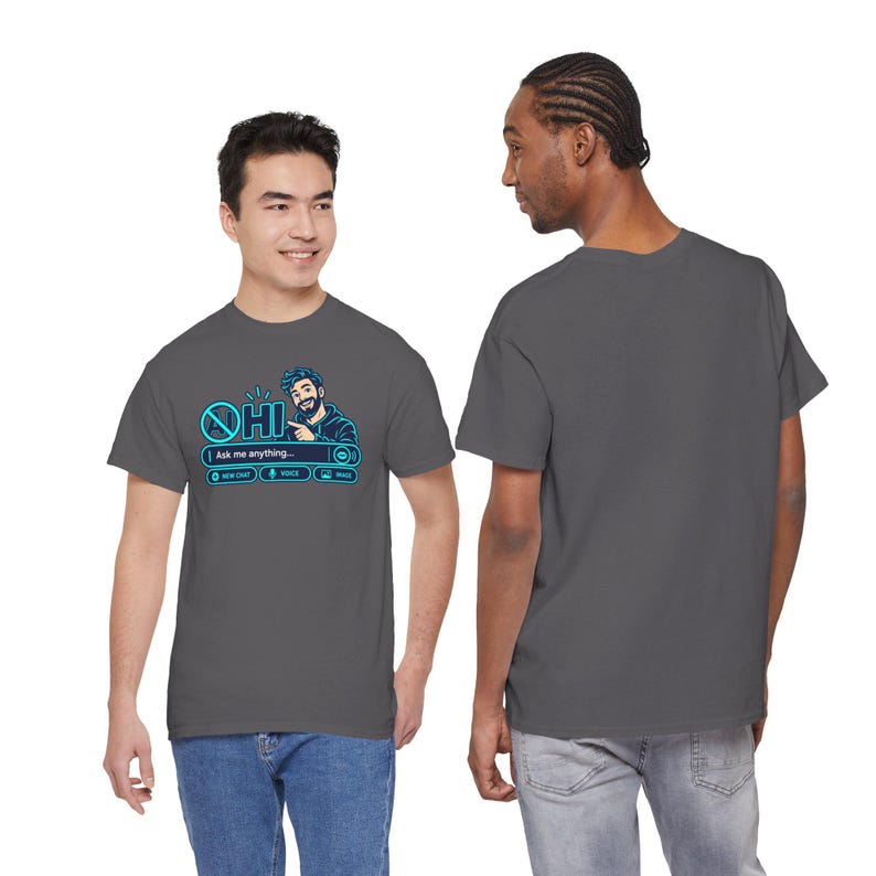 面白いAIユーモアTシャツ、人間チャットで何でも聞いてください、テクノロジーオタクへのギフト（ブラック） 画像 4