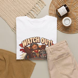 Watch Out I'm on Autopilot Now T-Shirt, Funny Pilot Graphic Tee with Robot Copilot, Aviation Gift for Him, Retired Pilot Shirt for Men image 9