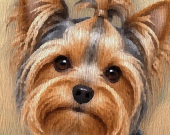 Yorkie Printable Wall Art, Yorkshire Terrier Oil Painting Digital Download, Pet Portrait Painting, Yorkie Mom Gift, Dog Lover Decor
