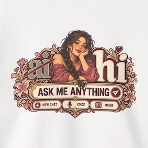 HI Not AI Sweatshirt for Women, Human Intelligence Crewneck, Funny Chat Girl Gift image 1