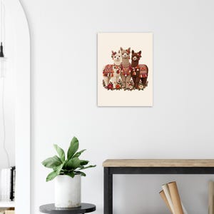 Three Alpacas Poster, Peruvian Folk Art Print, Llama Lover Gift, Andean Wall Decor image 3