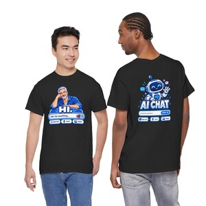 Human vs AI Chat T-Shirt, Funny Tech Humor Tee, Two-Sided Print image 5
