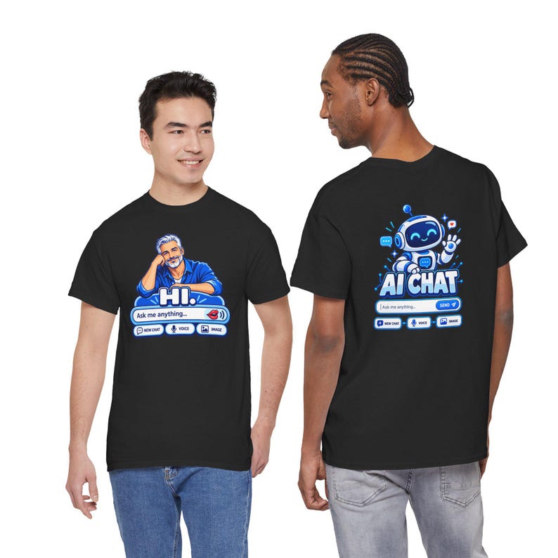 Human vs AI Chat T-Shirt, Funny Tech Humor Tee, Two-Sided Print image 5