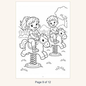 Playground Coloring Book Printable for Kids, Slide Swings Seesaw Coloring Pages, Outdoor Play Activity, 13 Page PDF, Instant Download image 11