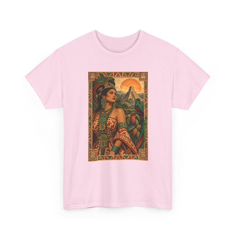 Maya Woman and Quetzal Shirt, Mayan Pyramid Graphic Tee for Women, Guatemala Heritage T-Shirt, Latina Art Top, Gift for Mom or Daughter image 11