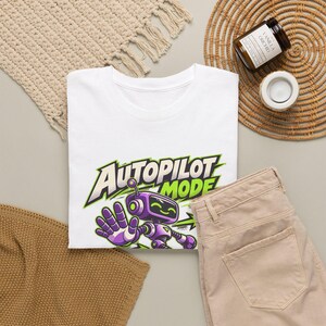 Autopilot Mode Clear the Way Robot T-Shirt, Funny Purple Robot Graphic Tee, Lime Green Tech Humor Shirt, Gift for Coder or Gamer, Geek image 9
