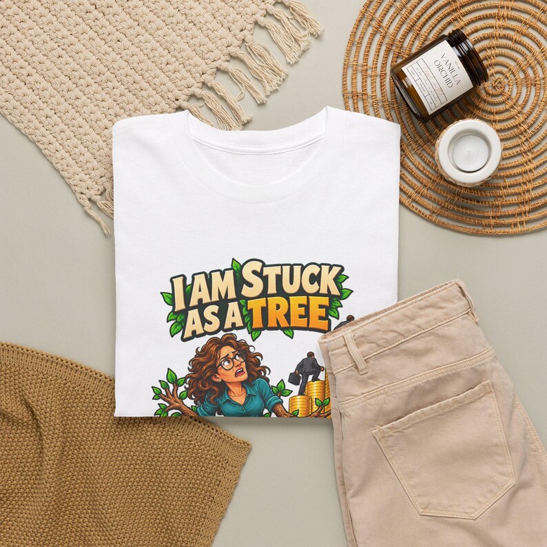 I Am Stuck as a Tree While They Get Trillions T-Shirt for Women, Funny Economy Satire Graphic Tee, Broke Life Money Humor Shirt for Her image 6