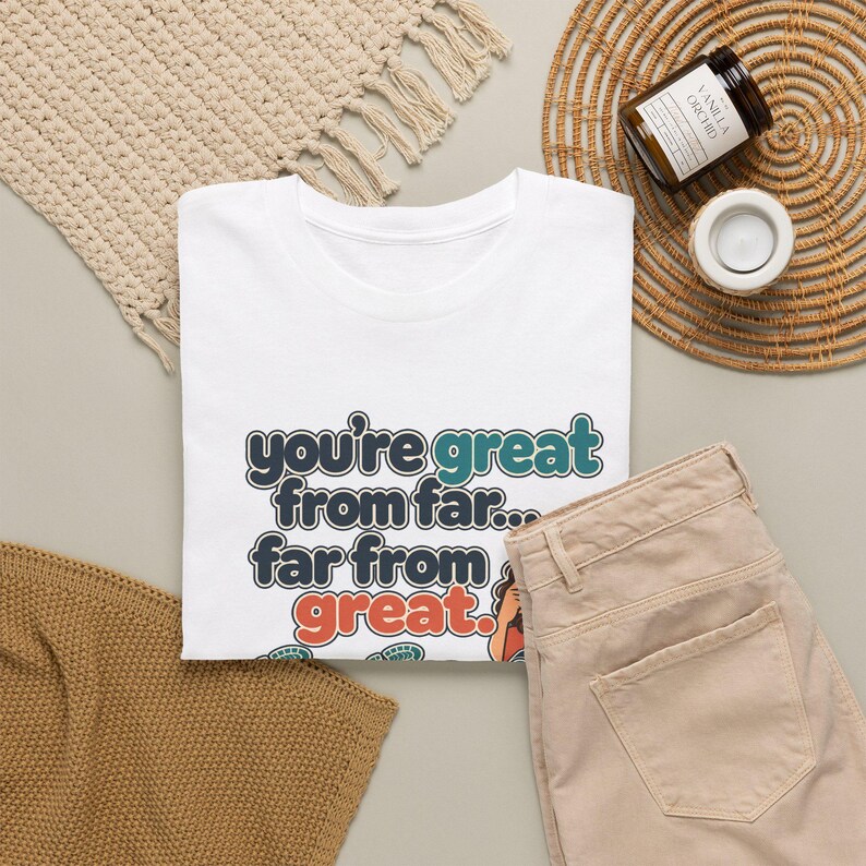 Great From Far Sarcastic Women's T-Shirt, Funny Bestie Gift, Far From Great Binoculars Tee, Hiking Humor Shirt for Her, Sassy Friend Gift image 3