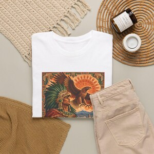 Aztec Eagle Warrior Shirt, Golden Eagle over Tenochtitlan Graphic Tee, Mexican Heritage T-Shirt, Aztec Mythology Art, Chicano Pride Gift immagine 12