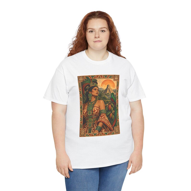 Maya Woman and Quetzal Shirt, Mayan Pyramid Graphic Tee for Women, Guatemala Heritage T-Shirt, Latina Art Top, Gift for Mom or Daughter image 8
