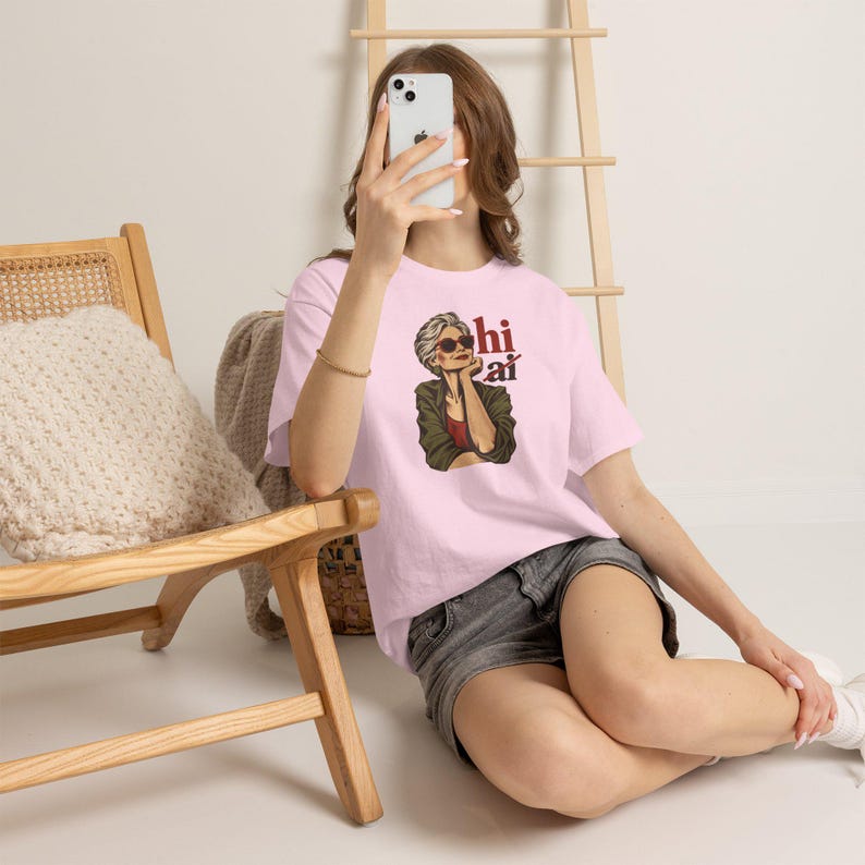 Funny Anti AI Shirt, Silver Hair Woman, Vintage Sunglasses Tee (Women's) image 7