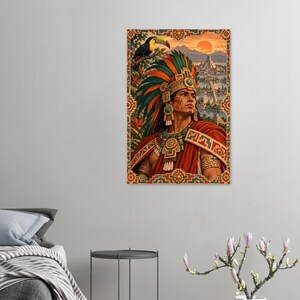 Aztec Warrior Poster, Toucan and Tenochtitlan, Mexican Heritage Wall Art Print image 10