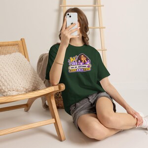 Funny AI Robot Chat T-Shirt, Curly Hair Woman, Purple Chat Box (100% Cotton) image 7