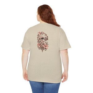 Jugendstil-Damen-T-Shirt, floraler Roboter-Rückenprint, Anti-KI-Geschenk (100 % Baumwolle) Bild 10