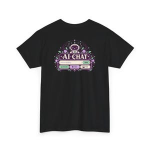 Funny Human Chat Ask Me Anything T-Shirt, Human vs AI Chat Bot, Purple Back Print Tee image 15
