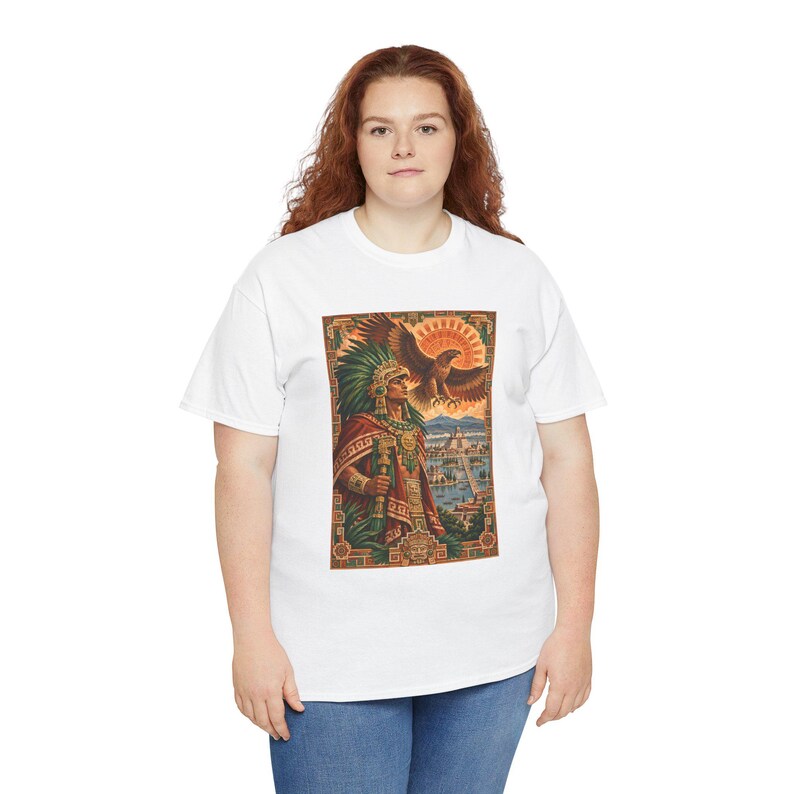 Aztec Eagle Warrior Shirt, Golden Eagle over Tenochtitlan Graphic Tee, Mexican Heritage T-Shirt, Aztec Mythology Art, Chicano Pride Gift immagine 8