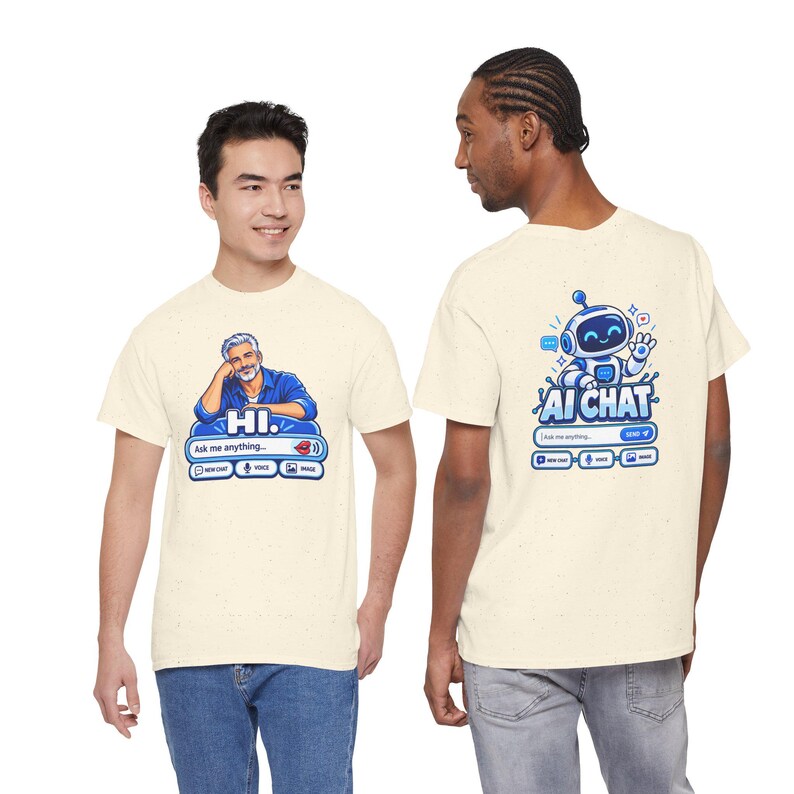 Human vs AI Chat T-Shirt, Funny Tech Humor Tee, Two-Sided Print image 11