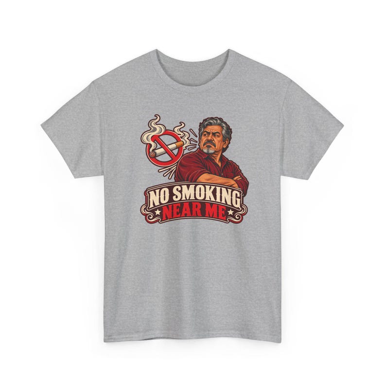 No Smoking Near Me Shirt, Smoke Free Celebration Tee, Vintage Badge Gift for Dad image 4