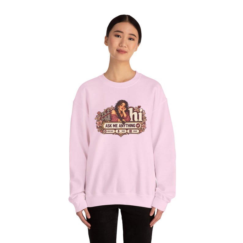 HI Not AI Sweatshirt for Women, Human Intelligence Crewneck, Funny Chat Girl Gift image 6