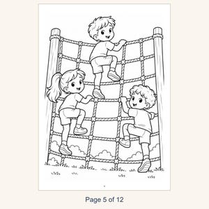 Playground Coloring Book Printable for Kids, Slide Swings Seesaw Coloring Pages, Outdoor Play Activity, 13 Page PDF, Instant Download image 7