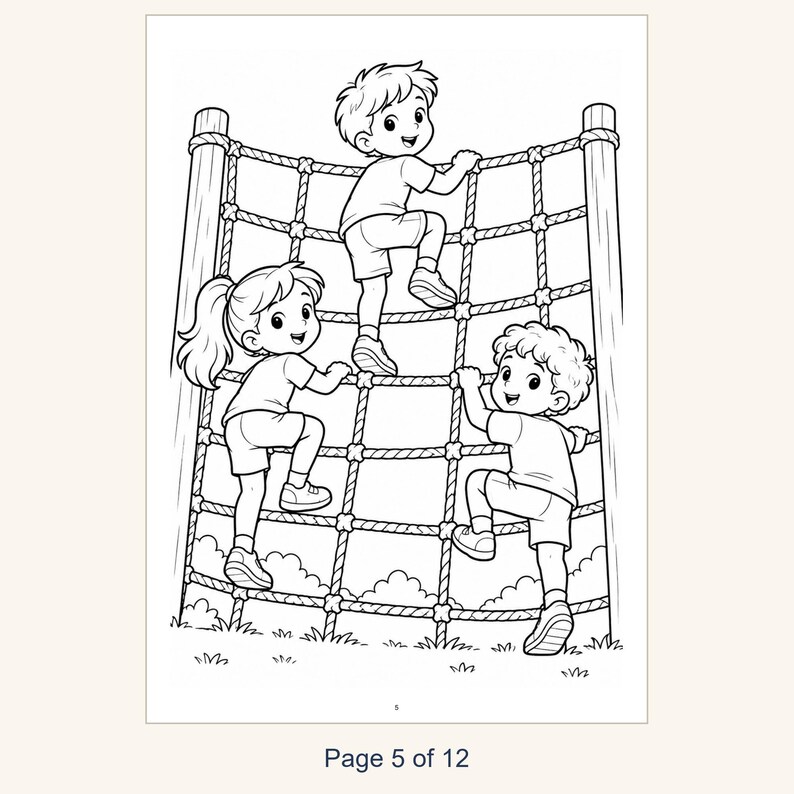 Playground Coloring Book Printable for Kids, Slide Swings Seesaw Coloring Pages, Outdoor Play Activity, 13 Page PDF, Instant Download image 7