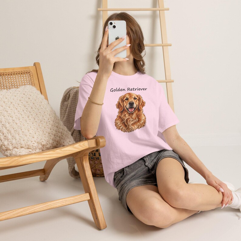 T-Shirt mit Golden-Retriever-Motiv, realistisches Geschenk für Hundeliebhaber, Golden-Retriever-Mama-Papa-Shirt Bild 12
