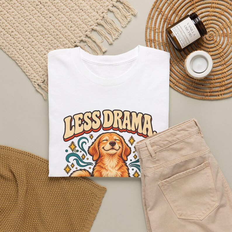 Less Drama More Karma Dog T-Shirt, Golden Retriever Yoga Graphic Tee, Funny Meditating Dog Shirt, Dog Mom Gift, Zen Tee image 5