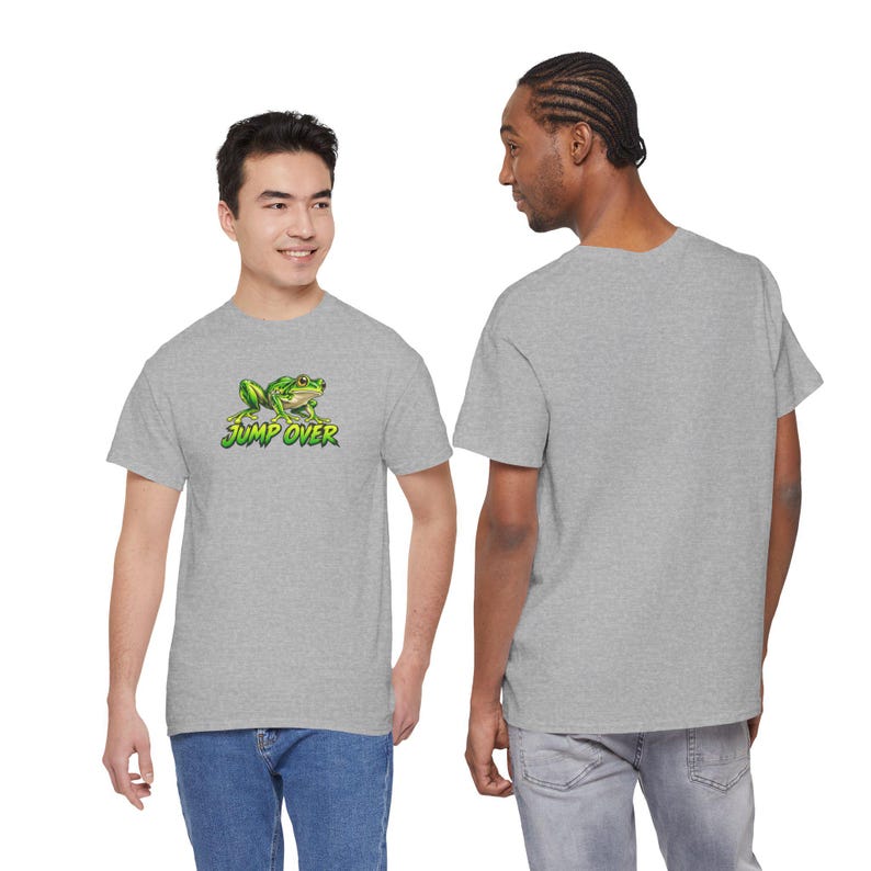 Motivational Frog Lover T-Shirt, Green Amphibian Jump Over Tee (Heavy Cotton) image 4