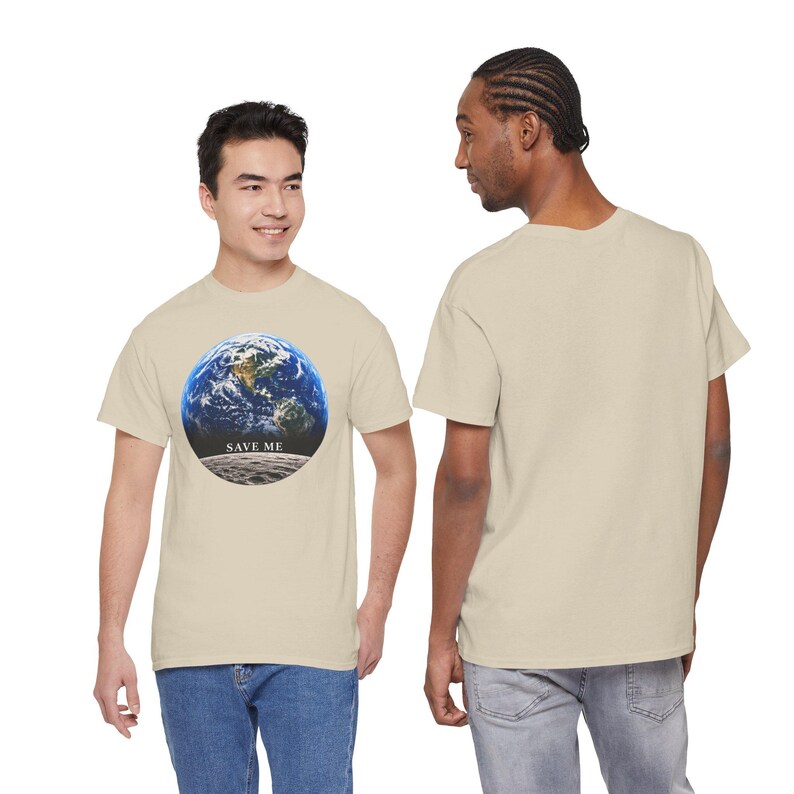 Save Me Earth T-Shirt, Moon View Planet Design, Climate Change Tee (11 Colors) image 5
