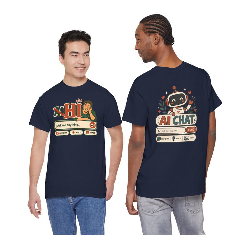 Camiseta de chat "Humano vs IA", camiseta retro con humor tecnológico, regalo para geeks. imagen 8