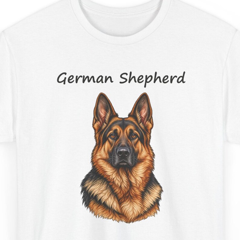 German Shepherd Portrait T-Shirt, Realistic Dog Lover Gift, GSD Mom Dad Tee image 1