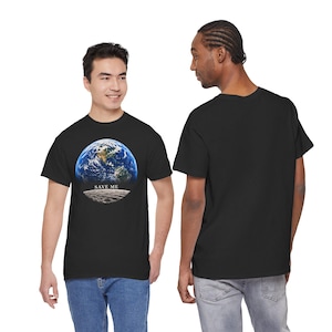 Save Me Earth T-Shirt, Moon View Planet Design, Climate Change Tee (11 Colors) image 3