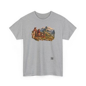Andean Family T-Shirt, Peruvian Grandparents and Child with a Llama in the Andes, Peru Graphic Tee, Llama Shirt, Gift for Grandma or Grandpa image 5