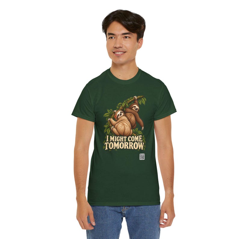 I Might Come Tomorrow Sloth Shirt, Funny Lazy Sloth Couple Tee, Procrastinator Gift imagem 9