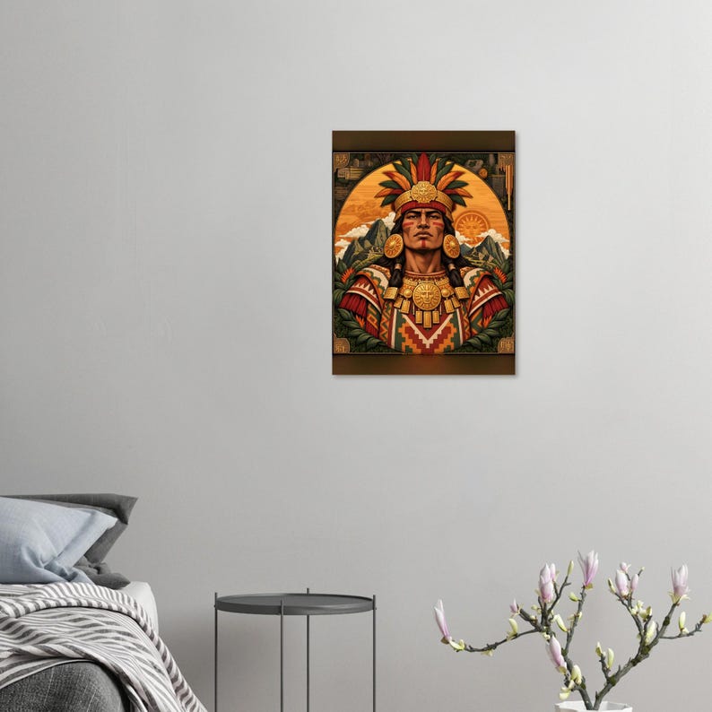 Inca King Poster, Inti Sun God and Machu Picchu, Peruvian Wall Art Print image 11