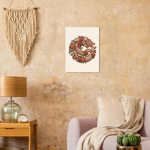 Feathered Serpent Poster, Quetzalcoatl Kukulkan, Mexican Folk Art Print image 8